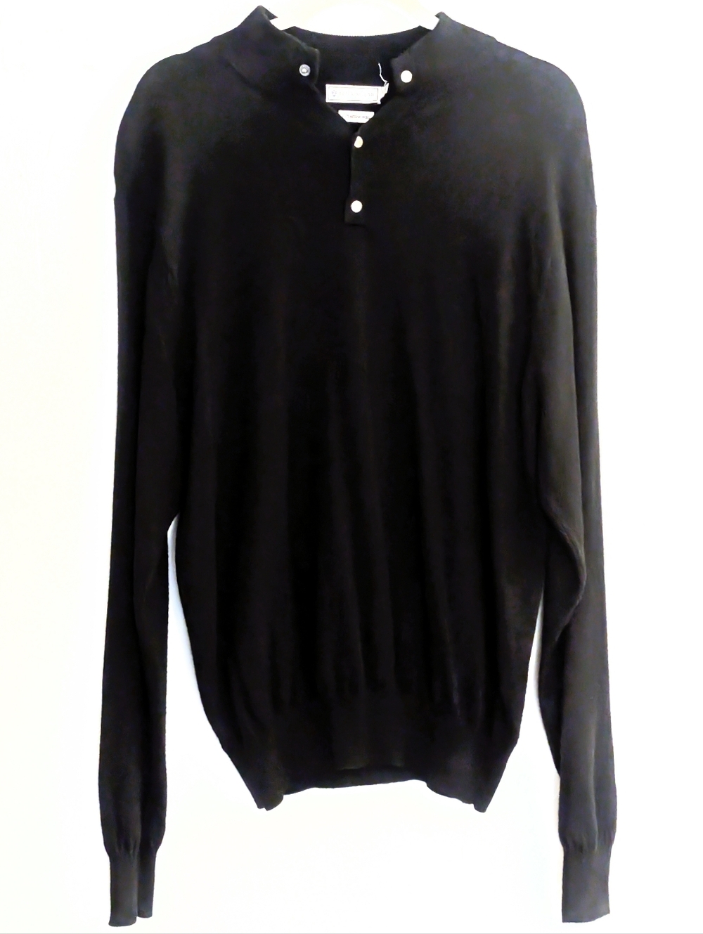 Peter Millar Black 100% Merino Wool Henley Sweater Men’s L Luxury Knit